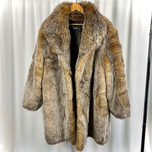 Vintage 'Regal Faux Fur'  Oversized Long Winter Teddy Bear Coat in Brown - L/XL
